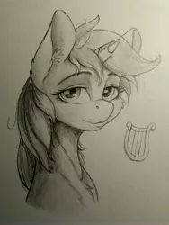 Size: 3456x4608 | Tagged: safe, artist:alcor, derpibooru import, lyra heartstrings, pony, image, jpeg, looking at you, pencil drawing, sketch, traditional art