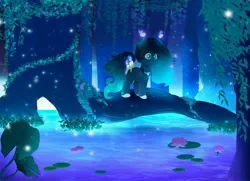 Size: 3251x2357 | Tagged: safe, artist:rand-dums, derpibooru import, oc, unofficial characters only, original species, pony, scented pony, candle, choker, female, flower, forest, high res, image, jpeg, lilypad, pond, solo, tree, water, water lily