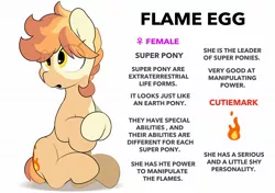 Size: 2064x1457 | Tagged: safe, artist:mochi_nation, derpibooru import, oc, oc:flame egg, unofficial characters only, earth pony, pony, coat markings, female, image, jpeg, mare, reference sheet, simple background, sitting, solo, white background