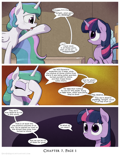 Size: 1200x1552 | Tagged: safe, artist:deusexequus, derpibooru import, princess celestia, twilight sparkle, twilight sparkle (alicorn), alicorn, pony, comic:fix, comic, eyes closed, facepalm, image, png, speech bubble