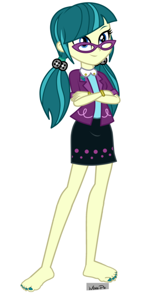 Size: 2000x3600 | Tagged: safe, artist:mixiepie, derpibooru import, juniper montage, human, equestria girls, mirror magic, movie magic, spoiler:eqg specials, barefoot, clothes, crossed arms, cute, feet, female, image, nail polish, pigtails, png, skirt, solo, solo female, toenail polish
