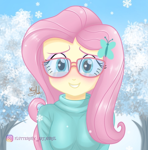 Size: 907x918 | Tagged: suggestive, artist:fluttershy_art.nurul, derpibooru import, fluttershy, spike, twilight sparkle (alicorn), alicorn, pegasus, equestria girls, beautiful, butt, christmas, clothes, cute, flutterbutt, fluttershy's cottage, glasses, hairpin, holiday, image, jpeg, parent:fluttershy, snow, solo, winter, winter outfit, winter wrap up vest