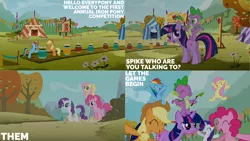 Size: 1280x720 | Tagged: safe, derpibooru import, edit, edited screencap, editor:quoterific, screencap, applejack, fluttershy, pinkie pie, rainbow dash, rarity, spike, twilight sparkle, dragon, earth pony, pegasus, pony, unicorn, fall weather friends, season 1, ^^, applejack's hat, barrel, bipedal, cowboy hat, cute, dashabetes, diapinkes, eyes closed, female, hat, image, jackabetes, mane seven, mane six, mare, open mouth, open smile, png, raribetes, shyabetes, smiling, spikabetes, unicorn twilight