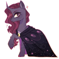 Size: 2031x2038 | Tagged: safe, artist:teaneey, artist:teepew, derpibooru import, oc, unofficial characters only, pony, unicorn, base used, cloak, clothes, female, horn, image, magical lesbian spawn, mare, offspring, parent:princess luna, parent:tempest shadow, parents:tempestluna, png, raised hoof, simple background, solo, transparent background, unicorn oc