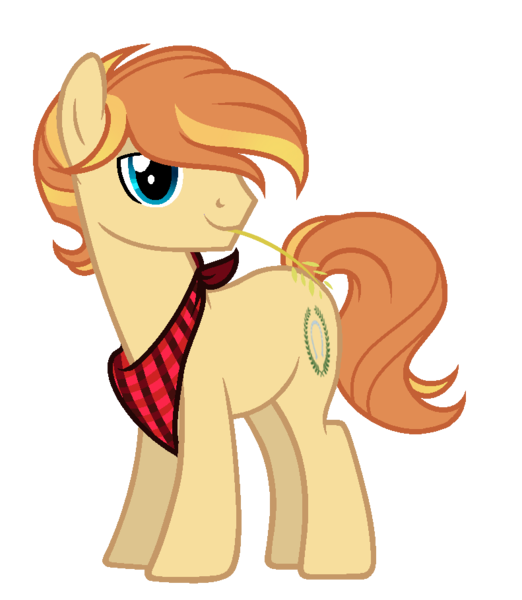 Size: 791x909 | Tagged: safe, artist:teaneey, derpibooru import, oc, unofficial characters only, earth pony, pony, base used, earth pony oc, image, looking back, male, neckerchief, png, simple background, solo, stallion, straw in mouth, transparent background