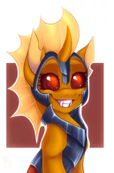 Size: 1056x1600 | Tagged: safe, artist:falafeljake, derpibooru import, oc, oc:dawn strike, unofficial characters only, changeling, bust, cute, image, jpeg, portrait, solo, yellow changeling