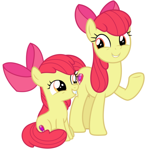 Size: 2048x2048 | Tagged: safe, artist:media1997, derpibooru import, apple bloom, earth pony, pony, duality, female, filly, grin, image, mare, png, self paradox, self ponidox, simple background, smiling, solo, time paradox, transparent background, vector