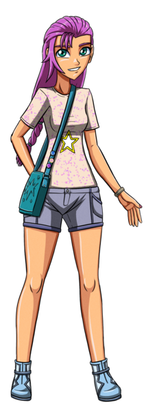 Size: 1080x3000 | Tagged: safe, artist:artemis-polara, derpibooru import, sunny starscout, equestria girls, bag, bracelet, clothes, equestria girls-ified, g5, image, jewelry, png, shirt, shoes, shorts, simple background, solo, transparent background