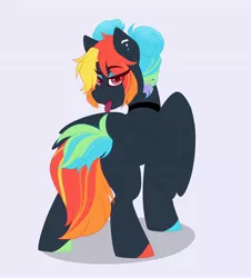 Size: 3698x4096 | Tagged: safe, artist:rand-dums, derpibooru import, oc, unofficial characters only, pegasus, pony, choker, female, image, jpeg, looking back, multicolored hair, open mouth, piercing, simple background, solo, tongue out, tongue stud