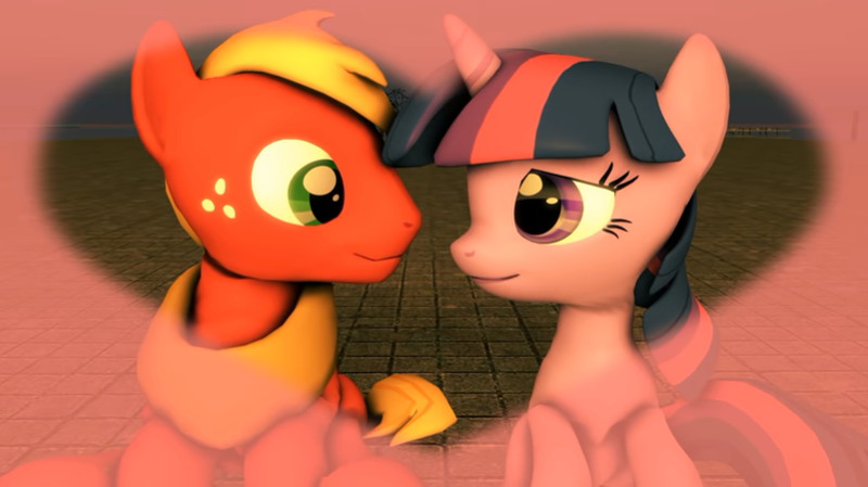 Size: 852x478 | Tagged: safe, artist:kwark85, derpibooru import, big macintosh, twilight sparkle, 3d, female, image, looking at each other, looking at someone, male, png, shipping, source filmmaker, straight, twimac