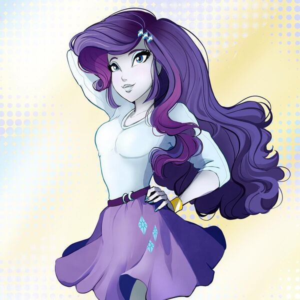 Size: 1080x1080 | Tagged: dead source, safe, artist:princeivythefirst, rarity, equestria girls, abstract background, belt, bracelet, clothes, eyeshadow, hairpin, image, jewelry, jpeg, makeup, painted nails, shirt, skirt