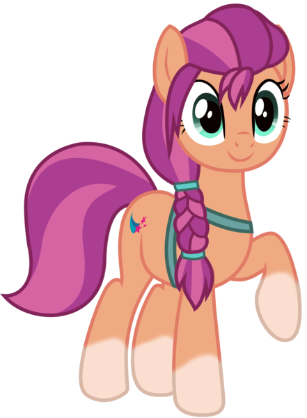 Size: 3704x5044 | Tagged: safe, artist:ejlightning007arts, derpibooru import, sunny starscout, earth pony, pony, my little pony: a new generation, spoiler:g5, bag, cute, g5, image, png, ponytail, raised hoof, saddle bag, simple background, solo, sunnybetes, transparent background, vector