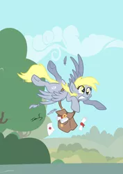 Size: 2481x3508 | Tagged: safe, artist:memprices, derpibooru import, derpy hooves, pegasus, pony, accident, crashing, cross-eyed, flying, image, mailbag, mailmare, mailpony, png, vectorial