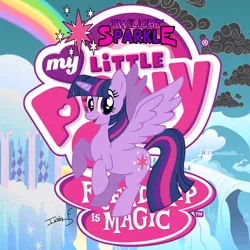 Size: 2500x2500 | Tagged: safe, artist:memprices, derpibooru import, twilight sparkle, twilight sparkle (alicorn), alicorn, pony, avatar, cloudsdale, image, my little pony logo, png, rainbow, solo, vectorial, wings extended