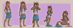 Size: 3959x1515 | Tagged: safe, artist:fauvfox, derpibooru import, oc, unofficial characters only, anthro, human, pony, unicorn, female, human to pony, image, png, transformation, transformation sequence