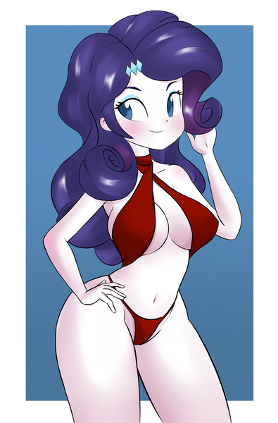 Size: 4736x7200 | Tagged: suggestive, artist:hidden-cat, rarity, equestria girls, beautiful, belly button, big breasts, bikini, bocas top, breasts, busty rarity, clothes, female, image, png, solo, solo female, swimsuit