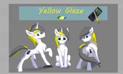 Size: 1316x791 | Tagged: safe, artist:observerdoz, derpibooru import, oc, oc:yellowglaze, pony, unicorn, image, jpeg, reference sheet