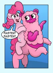 Size: 1647x2256 | Tagged: safe, artist:pony-thunder, derpibooru import, pinkie pie, earth pony, pony, centaurworld, comic, crossover, duo, image, png, wammawink