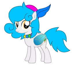 Size: 3462x3125 | Tagged: safe, artist:third uncle, derpibooru import, oc, oc:lin xue, unofficial characters only, pegasus, pony, derpibooru community collaboration, 2022 community collab, blue mane, blue tail, colored wings, derpibooru exclusive, female, folded wings, full body, gradient wings, hat, high res, image, jewelry, mare, necklace, pegasus oc, png, simple background, smiling, solo, standing, tail, transparent background, wings, yellow eyes