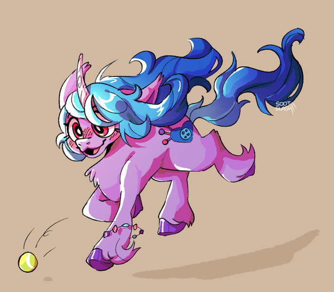 Size: 1430x1251 | Tagged: safe, artist:sootslash, derpibooru import, izzy moonbow, pony, unicorn, my little pony: a new generation, ball, female, g5, image, jpeg, mare, shadow, solo, tennis ball