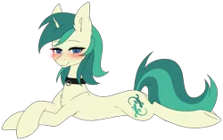 Size: 4835x3030 | Tagged: safe, artist:torihime, derpibooru import, oc, oc:spring starflower, unofficial characters only, unicorn, blushing, choker, cute, female, image, png, simple background, solo, trans female, transgender, transparent background