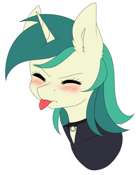 Size: 3189x4105 | Tagged: safe, artist:torihime, derpibooru import, oc, oc:spring starflower, unofficial characters only, unicorn, blushing, choker, cute, female, image, png, simple background, solo, tongue out, trans female, transgender, transparent background