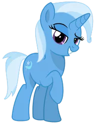 Size: 1280x1636 | Tagged: safe, artist:santi0095, derpibooru import, trixie, pony, unicorn, female, horn, image, lidded eyes, mare, png, purple eyes, raised eyebrow, raised hoof, simple background, smiling, solo, standing, tail, transparent background, two toned mane, two toned tail