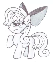 Size: 605x710 | Tagged: safe, artist:lockerobster, derpibooru import, apple bloom, sweetie belle, pony, unicorn, female, filly, fusion, image, jpeg, traditional art