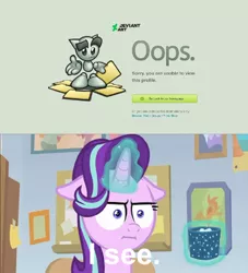 Size: 762x839 | Tagged: safe, artist:chanyhuman, derpibooru import, starlight glimmer, pony, unicorn, :i, blocked, description is relevant, deviantart, face, i mean i see, image, jpeg, link in description, meme