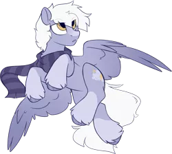 Size: 1563x1401 | Tagged: safe, artist:crimmharmony, derpibooru import, oc, oc:nimbus bolt, unofficial characters only, pegasus, pony, clothes, coat markings, eye clipping through hair, eyebrows, eyebrows visible through hair, flying, image, looking away, male, pegasus oc, png, scarf, simple background, socks (coat marking), solo, spread wings, stallion, transparent background, unshorn fetlocks, wings