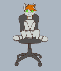 Size: 920x1080 | Tagged: safe, artist:falses, derpibooru import, oc, unofficial characters only, pony, robot, robot pony, animated, chair, commission, cute, gif, i have done nothing productive all day, image, loop, ocbetes, office chair, simple background, smiling, solo, spinning, ych result, you spin me right round