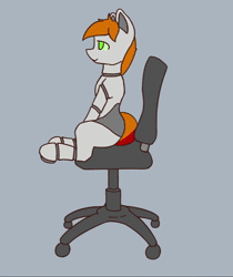 Size: 908x1080 | Tagged: safe, artist:falses, derpibooru import, oc, unofficial characters only, pony, robot, robot pony, animated, animation meme, beyblade, chair, commission, cute, i have done nothing productive all day, image, loop, meme, ocbetes, office chair, opening, simple background, smiling, solo, song, spinning, video, webm, ych result, you spin me right round