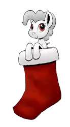 Size: 706x1280 | Tagged: safe, artist:darkhestur, derpibooru import, oc, oc:albino pie, pony, christmas, female, holiday, image, mare, png, simple background, sock, solo, transparent background