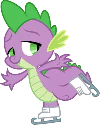 Size: 3000x3751 | Tagged: safe, artist:cloudyglow, derpibooru import, spike, dragon, tanks for the memories, .ai available, ice skates, ice skating, image, male, png, simple background, solo, transparent background, vector