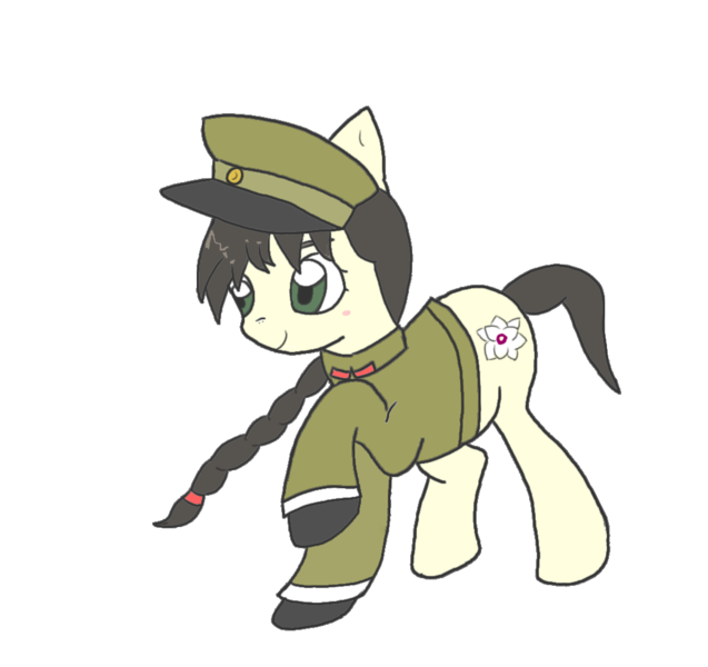 Size: 1037x977 | Tagged: safe, alternate version, oc, ponified, pony, braid, clothes, female, hat, image, png, solo, uniform