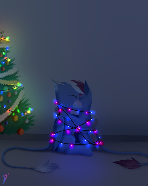 Size: 2500x3150 | Tagged: safe, artist:skanim-sdw, derpibooru import, oc, oc:frost wing, oc:icy rain, unofficial characters only, gryphon, christmas, christmas lights, christmas tree, commission, holiday, hug, image, png, tree