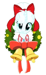 Size: 593x951 | Tagged: safe, artist:amicasecretuwu, derpibooru import, oc, pony, unicorn, base used, christmas wreath, cute, female, image, mare, ocbetes, png, simple background, solo, transparent background, wreath