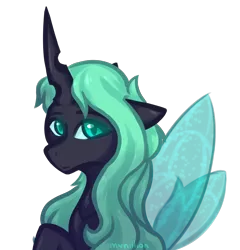 Size: 3345x3489 | Tagged: safe, artist:mynillion, derpibooru import, changeling queen oc, oc, oc:mynillion, unofficial characters only, changeling, changeling queen, pony, changeling oc, female, glow, glowing eyes, image, mare, png, simple background, solo, spread wings, transparent background, wings