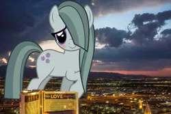 Size: 2100x1400 | Tagged: safe, artist:slb94, derpibooru import, marble pie, earth pony, pony, blushing, cute, female, giant pony, giant/macro earth pony, giantess, highrise ponies, image, irl, las vegas, macro, marblebetes, mare, mega giant, nevada, photo, png, ponies in real life