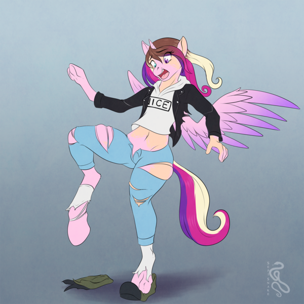 Size: 1280x1280 | Tagged: safe, artist:sepisnake, derpibooru import, princess cadance, human, pony, clothes, human to pony, image, png, ripping clothes, solo, transformation, transformation sequence