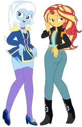 Size: 3018x4654 | Tagged: suggestive, artist:gmaplay, derpibooru import, sunset shimmer, trixie, equestria girls, ass, bunset shimmer, butt, clothes, female, image, lesbian, magician outfit, png, seductive, seductive look, seductive pose, shipping, solo, suntrix, the great and powerful ass, underwear