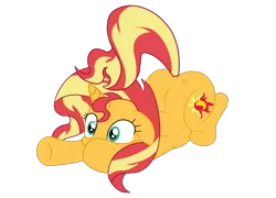 Size: 2700x1946 | Tagged: safe, artist:gmaplay, derpibooru import, sunset shimmer, pony, unicorn, bunset shimmer, butt, eyelashes, face down ass up, female, floppy ears, horn, image, mare, plot, png, raised tail, simple background, solo, tail, transparent background