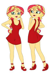 Size: 1938x2811 | Tagged: safe, artist:gmaplay, derpibooru import, sunset shimmer, oc, oc:sunrise shimmer, equestria girls, bunset shimmer, butt, image, png, self paradox, self ponidox, solo