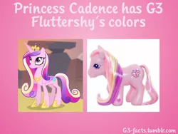 Size: 800x600 | Tagged: safe, derpibooru import, fluttershy (g3), princess cadance, three's a crowd, comparison, g3, g3 to g4, generation leap, image, png, text, toy, tumblr