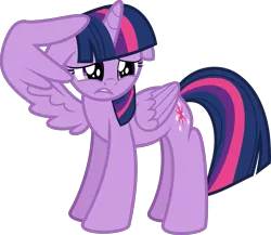 Size: 7205x6251 | Tagged: safe, artist:lincolnbrewsterfan, derpibooru import, twilight sparkle, twilight sparkle (alicorn), alicorn, pony, shadow play, .svg available, absurd resolution, big eyes, cute, d:, derpibooru exclusive, dilated pupils, embarrassed, facewing, female, floppy ears, full body, hiding behind wing, horn, image, inkscape, mare, multicolored mane, multicolored tail, one wing out, open mouth, png, sad, sadorable, simple background, solo, standing, tail, transparent background, twiabetes, vector, wing hands, wings