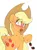 Size: 2048x2735 | Tagged: safe, artist:skitsniga, ponerpics import, applejack, earth pony, pony, applejack's hat, badge, blushing, caught, chest fluff, cowboy hat, dishonorapple, ear fluff, eating, female, food, freckles, fruit, fruit heresy, hat, looking at you, mare, messy eating, simple background, strawberry, sweat, sweatdrop, underhoof, white background