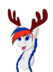 Size: 2300x3100 | Tagged: safe, artist:skitsniga, oc, oc:marussia, unofficial characters only, earth pony, pony, antlers, braid, female, high res, looking up, nation ponies, russia, simple background, solo, transparent background