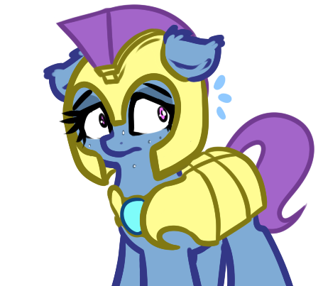 Size: 455x403 | Tagged: safe, artist:neuro, oc, unnamed oc, unofficial characters only, earth pony, pony, armor, ear down, ear fluff, female, guardsmare, helmet, mare, nervous, royal guard, royal guard armor, shrunken pupils, simple background, solo, sweat, transparent background