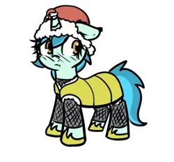 Size: 748x694 | Tagged: safe, artist:neuro, guardian angel (character), pony, unicorn, armor, blushing, chainmail, christmas, ear down, eye clipping through hair, female, guardsmare, hat, holiday, horn hat, mare, royal guard, royal guard armor, santa hat, simple background, solo, transparent background