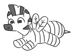Size: 579x423 | Tagged: artist:jargon scott, bee, c:, clothes, costume, flying, insect, lineart, male, monochrome, pun, safe, simple background, smiling, solo, white background, wings, zebra